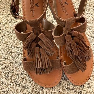 American Eagle Suede Fringe Sandal